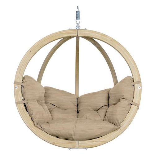 Globo Hanging Chair with Biscuit Coloured Cushions